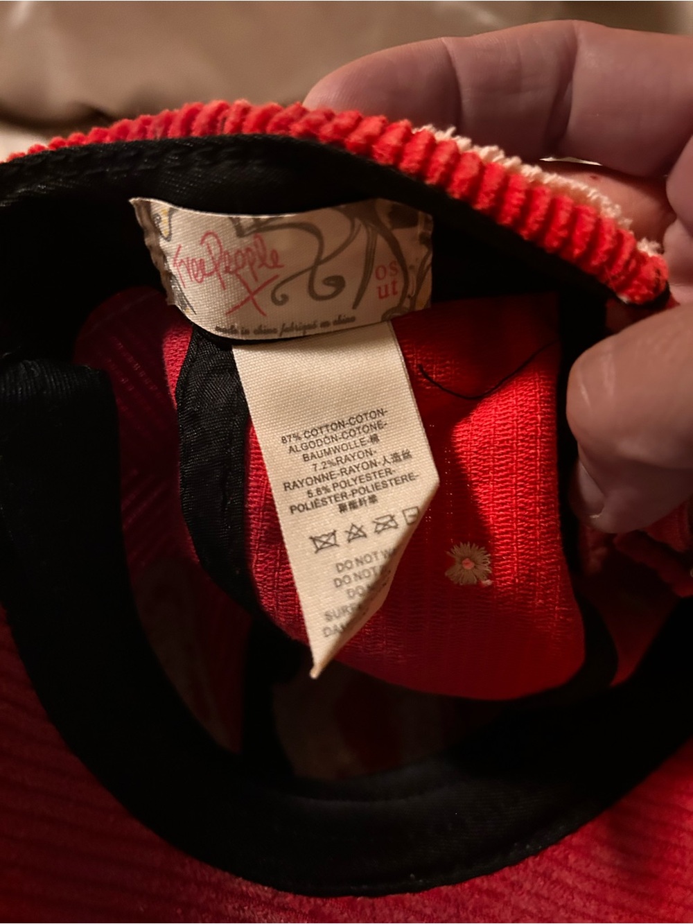 Free People Hollie Varsity Red tCorduroy '84 Varsity Cap - Picture 5 of 9